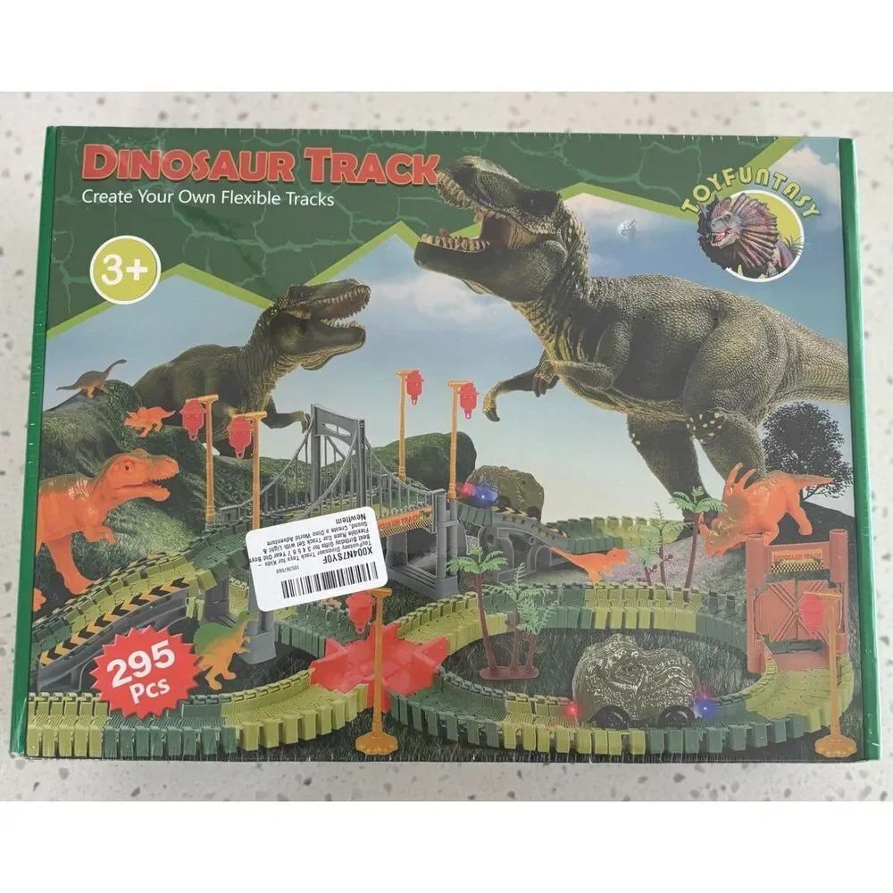 Dinosaur Race Car Track Set With Light & Sound Create a Dino World Adventure